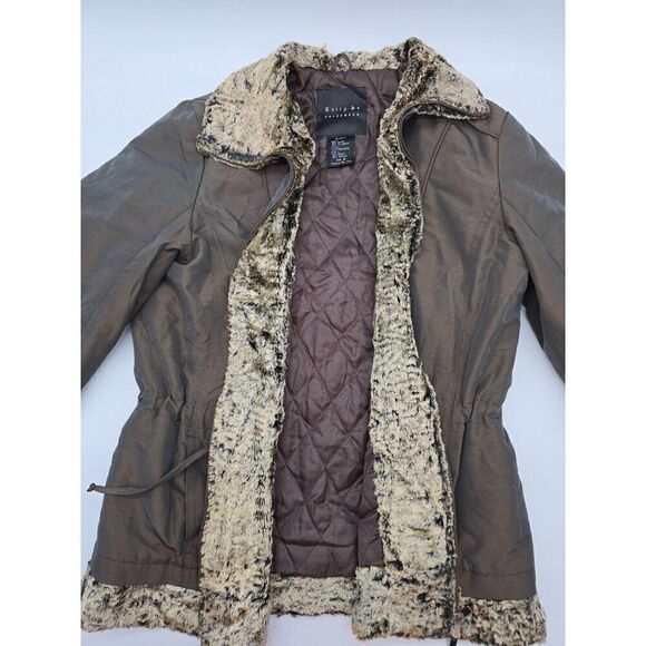 Vintage Tally-Ho Faux Fur Trimmed Brown Jacket S winter cold - Picture 6 of 11
